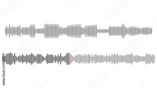 Black sound waves. Abstract music wave, radio signal frequency and digital voice visualisation. Tune equalizer vector set. Monochrome volume audio lines, soundwaves rhythm frequency vector illustratio
