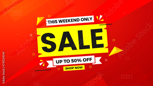 Sale Banner vector template. Offer Sale label and discounts background. Discount Promotion marketing poster design for web and Social.
