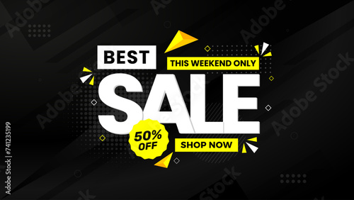 Sale Banner vector template. Offer Sale label and discounts background. Discount Promotion marketing poster design for web and Social.