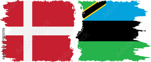 Free Download Zanzibar and Denmark grunge flags connection vector - GFXLoad