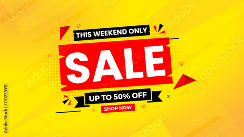 Sale Banner vector template. Offer Sale label and discounts background. Discount Promotion marketing poster design for web and Social.