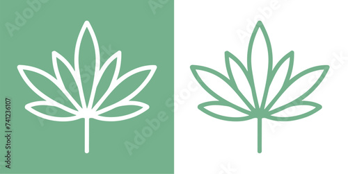 simple vector illustration of a marijuana leaf, perfect for logos and icons. A clean, minimalist design for cannabis-related businesses.