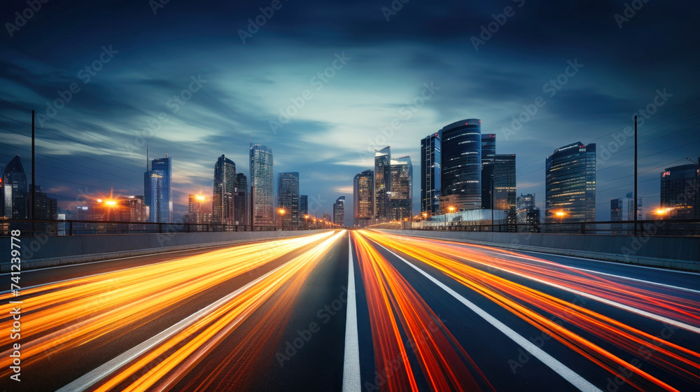 Night View of a Cityscape With Tall Buildings