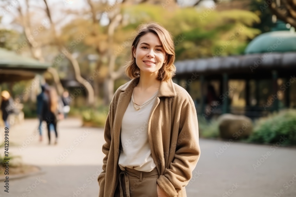 Portrait of a beautiful young woman in a park in Tokyo, Japan Portrait of a beautiful young woman in a park in Tokyo, Japan