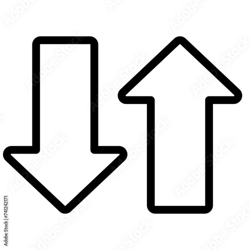 cloud with arrow line icon. Upload and download cloud arrow vector symbols. Clouds with arrows up and down