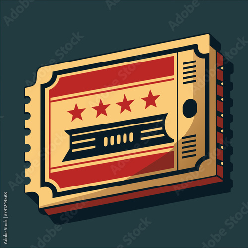 A vintage-style movie ticket with distressed edges and sepia tones. vektor illustation