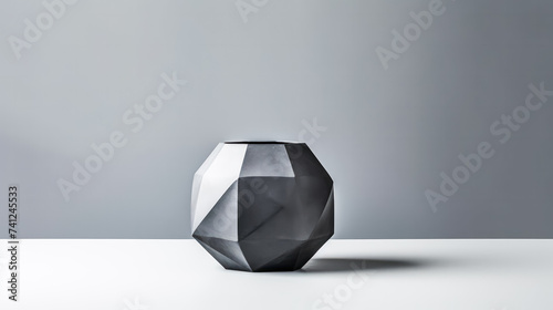 Concrete geometric shapes arranged on a gray background photo