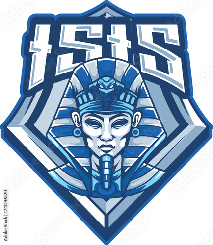 Vector Illustration Egyptian People Head wearing traditional egyptian costume with ISIS text Esport logo