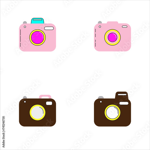 Flat camera icon set collection