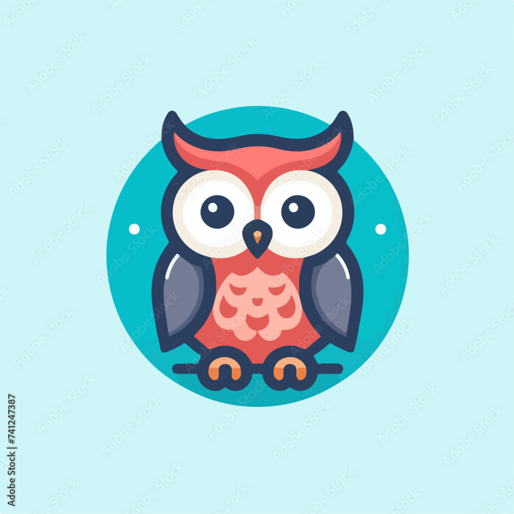 flat vector logo of a owl , flat logo of a owl 