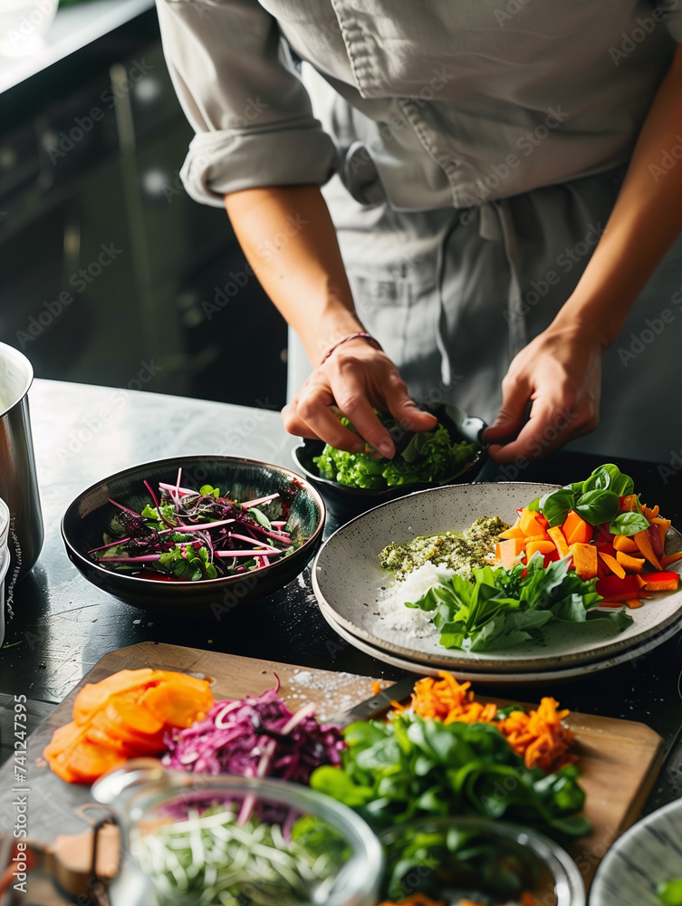 Young woman cooking in the kitchen. Healthy food, dieting and people concept. Young woman cooking in the kitchen. Healthy food, dieting and people concept.
