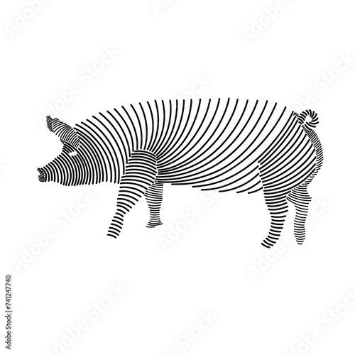 Simple line art illustration of a pig 2