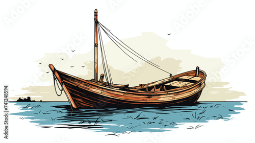 Old boat illustration vector.