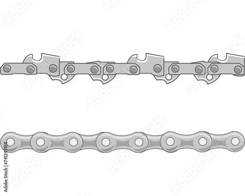Vector illustration two chains from bicycle and chainsaw