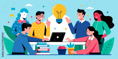The Idea: New Business Project Discussion, Brainstorming for Fresh Ideas - Business Vector Illustration