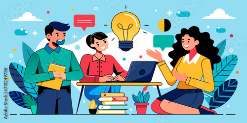 The Idea: New Business Project Discussion, Brainstorming for Fresh Ideas - Business Vector Illustration