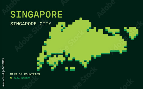 Singapore Map Shown in Pixel Data Pattern. Icloud Countries