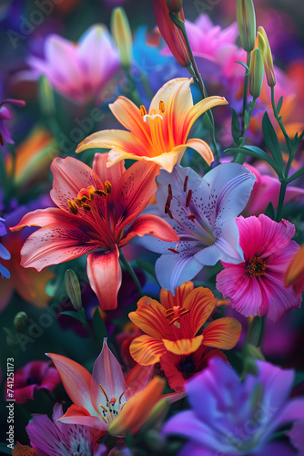 art painting of colorfull flowers