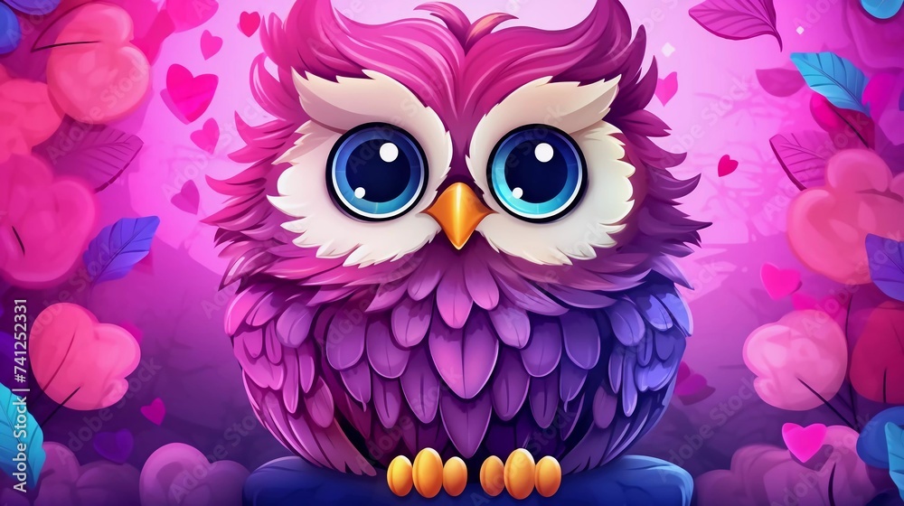 cute owl vector illustration - obrazy, fototapety, plakaty 
