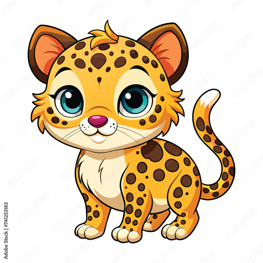 Vector of cute Cartoon baby Leopard on white.