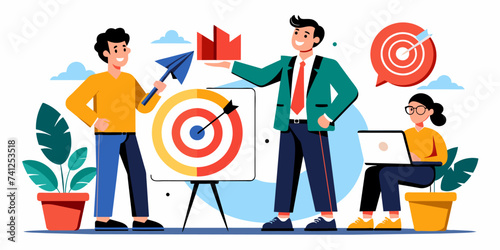 Business Target: Strategic Direction and Brainstorming - Business Vector Illustration