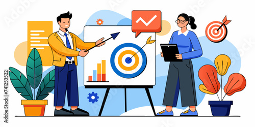 Business Target: Strategic Direction and Brainstorming - Business Vector Illustration