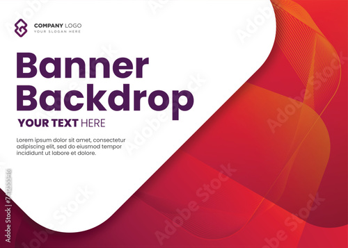 Beautiful and modern geometric shape red color wave style background banner
