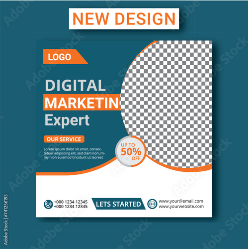 digital marketing agency social media  instagram  web banner or square flyer template