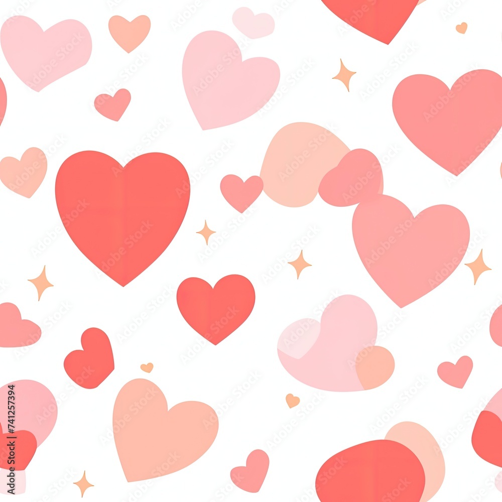 Seamless background of pink and red hearts, perfect for Valentine's Day.