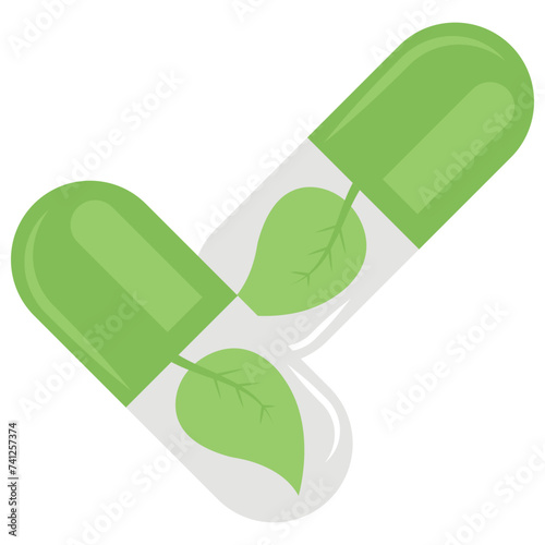 Herbal supplement flat icon design, herbal treatment 