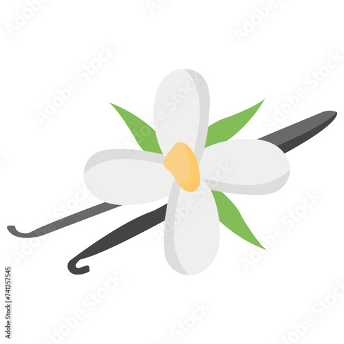 Vanilla flower flat icon design 
