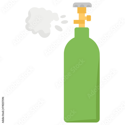 Oxygen cylinder flat icon design 