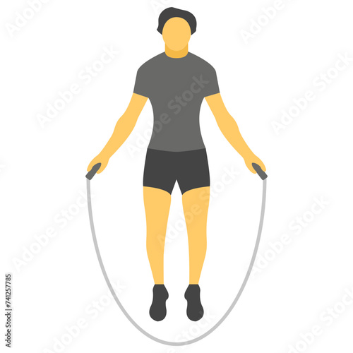 Skipping rope flat icon design 
