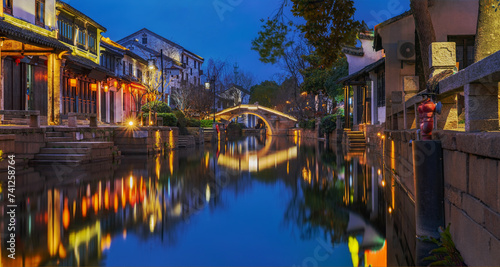 The Ancient Architecture Complex, Rivers, and Night Scenery of Wuzhen, Zhejiang Province, China photo