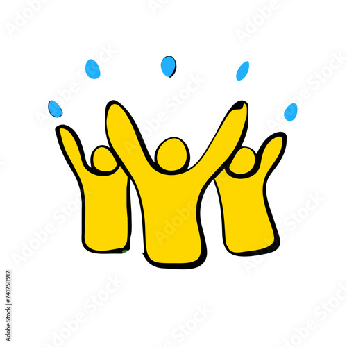 Crowd Doodle: Cheerful People at Concert or Party - Isolated Vector Illustration