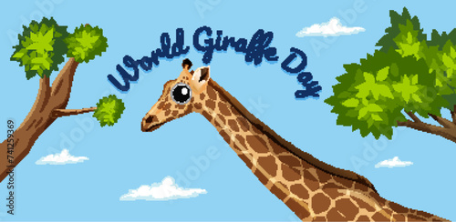 Vector graphic of a giraffe on World Giraffe Day