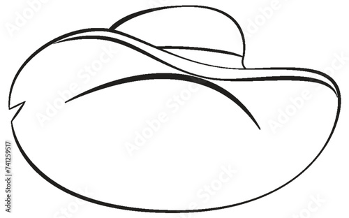 Black and white line art of a stylish hat.