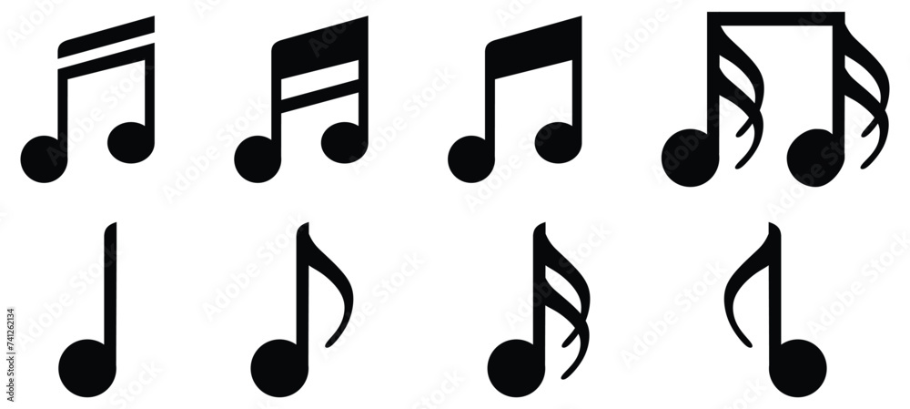 Music notes icon set, Music notes symbol, vector illustration - obrazy, fototapety, plakaty 