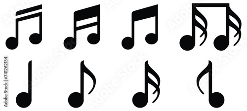 Music notes icon set, Music notes symbol, vector illustration photo