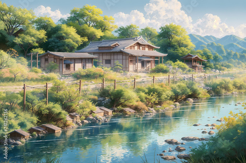 A Japanese house by a river © Mangata Imagine