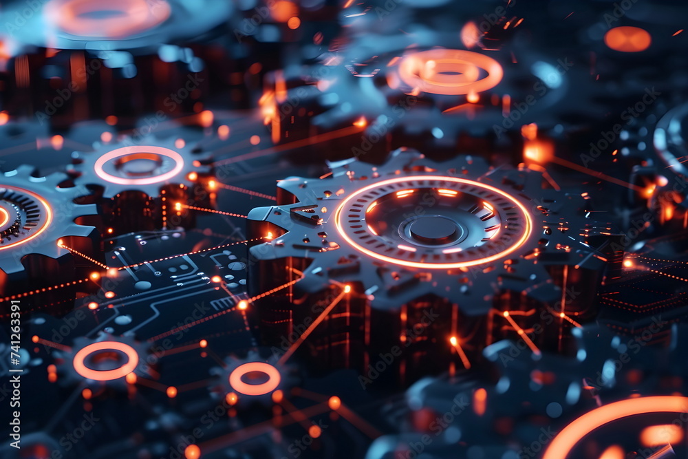 Closeup of cogwheels background