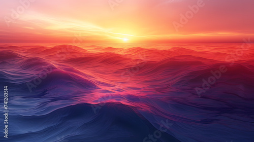 Tranquil Sunset Seascape, Ocean Waves under a Golden Hour Magic in Vibrant Pastel Sky, Ideal for Travel and Nature Background. Serene Sunrise Over the Calm Sea, Nature in a Peaceful Coastal Scene.