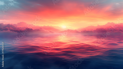 Tranquil Sunset Seascape  Ocean Waves under a Golden Hour Magic in Vibrant Pastel Sky  Ideal for Travel and Nature Background. Serene Sunrise Over the Calm Sea  Nature in a Peaceful Coastal Scene.