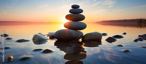 stack of pebbles rock, serenity and calm concept background