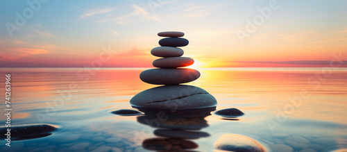 stack of pebbles rock, serenity and calm concept background