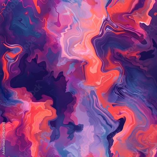 Vibrant Abstract Painting in Purple and Red