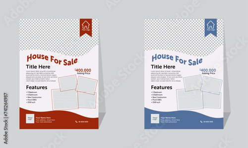 Home for sale flyer template design set with blue, red color. marketing, business proposal, promotion, advertise, publication, eye catching home sale flyer design, home easy sale flyer	