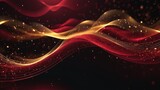 Abstract golden background, golden wallpaper, blue wavy website banner, golden wallpaper and particles background, glowing wavy lines wallpaper, red background