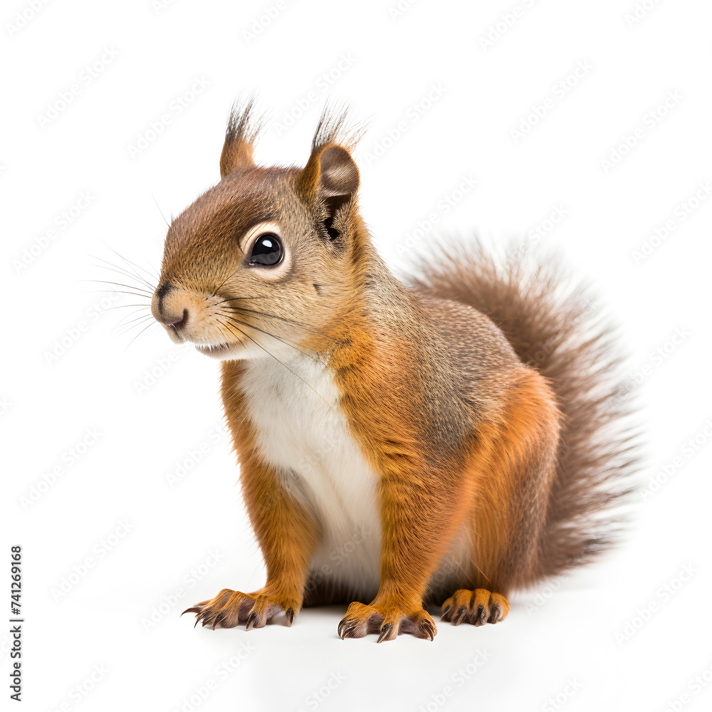 Portrait of eurasian red squirrel in front of a white background Portrait of eurasian red squirrel in front of a white background
