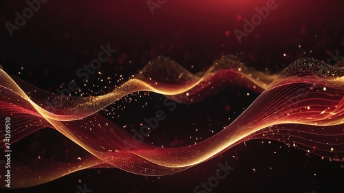 Abstract golden background, golden wallpaper, blue wavy website banner, golden wallpaper and particles background, glowing wavy lines wallpaper, red background